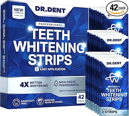 👨‍⚕️Von der CED empfohlen✅Professional Zahnaufhellungsstreifen 21 Anwendungen - Zahnschmelz-sicher - Ohne Schmerzempfindlichkeit - Professionelle Zahnbleaching Strips - 42 Streifen + Mundöffner Inklusive